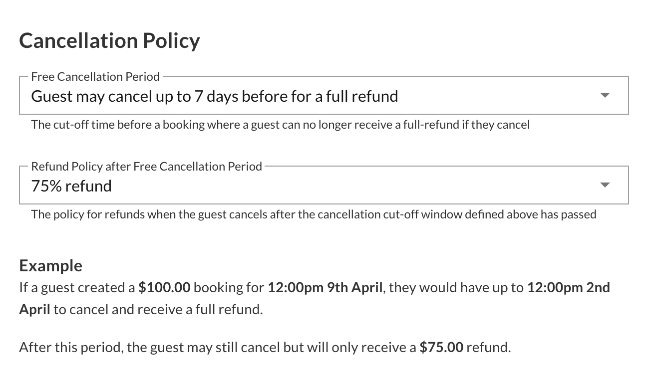 How do we set our space cancellation policy?
